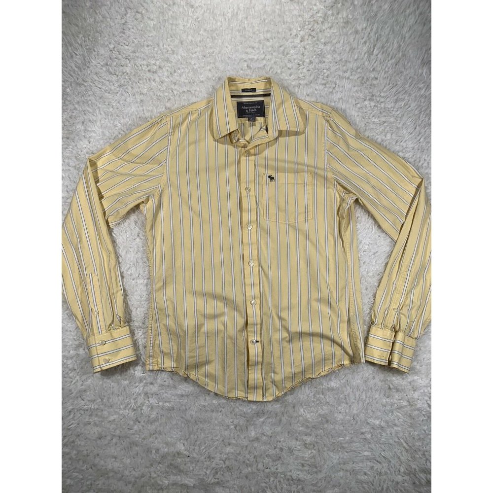 ABERCROMBIE & FITCH Mens Long Sleeve Yellow Stripe